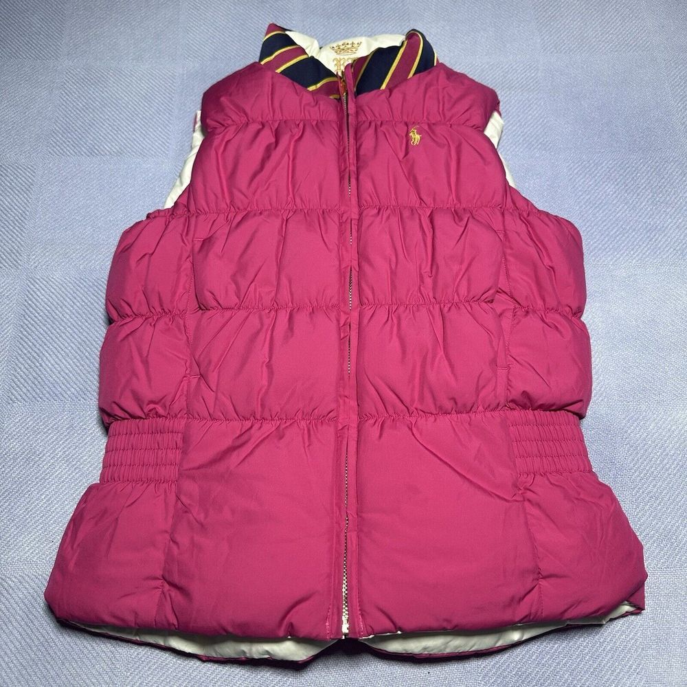 Ralph Lauren Polo Pony & Crest Reversible Down Fill Puffer Vest Sz Medium (8/10)